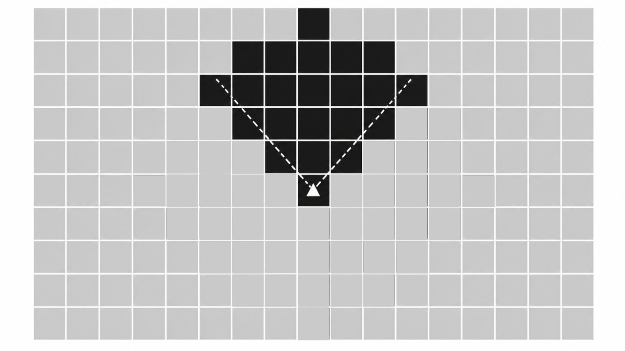 Frustum culling showing visible grass tiles inside the camera view